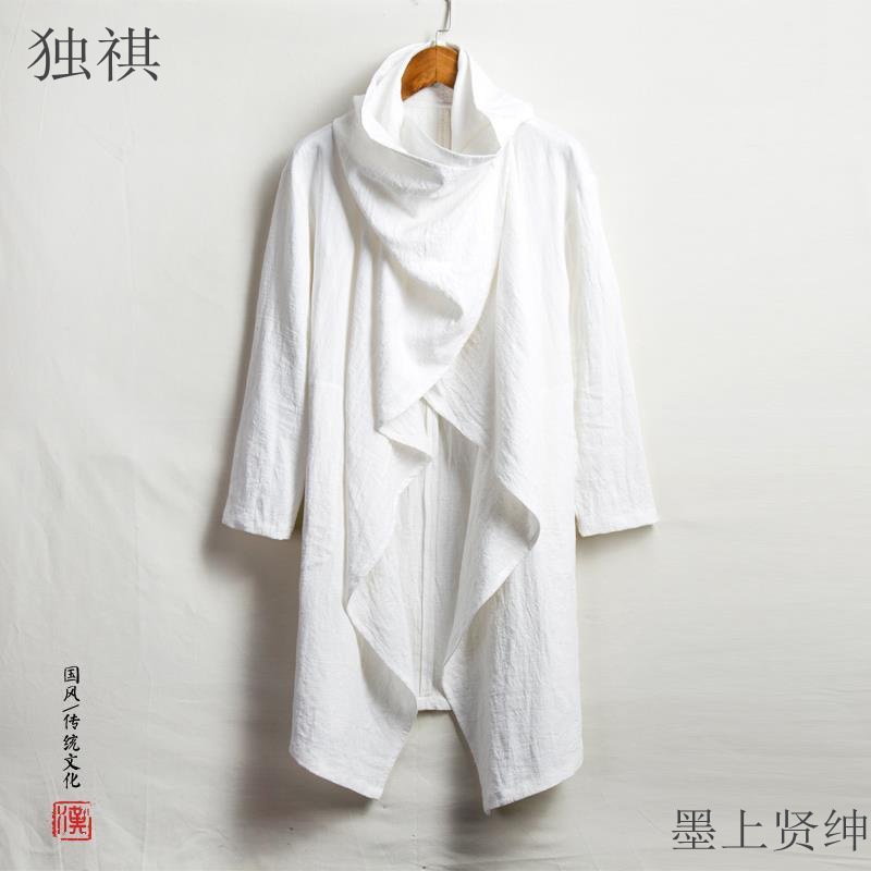 Chinese-style Zen-inspired men's cape, coat, retro Chinese trench coat, cloak, traditional Taoist robe, Hanfu, ancient style lay Buddhist attire.