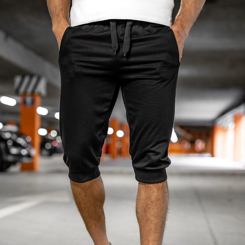 2025 New Foreign Trade European and American Casual Sports Slim Fit Fitness Cropped Men's Jogging Pants Comfortable Versatile