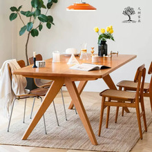 白蜡木实木餐桌 原木风家用餐厅吃饭桌子客厅长方形工作台 凡树