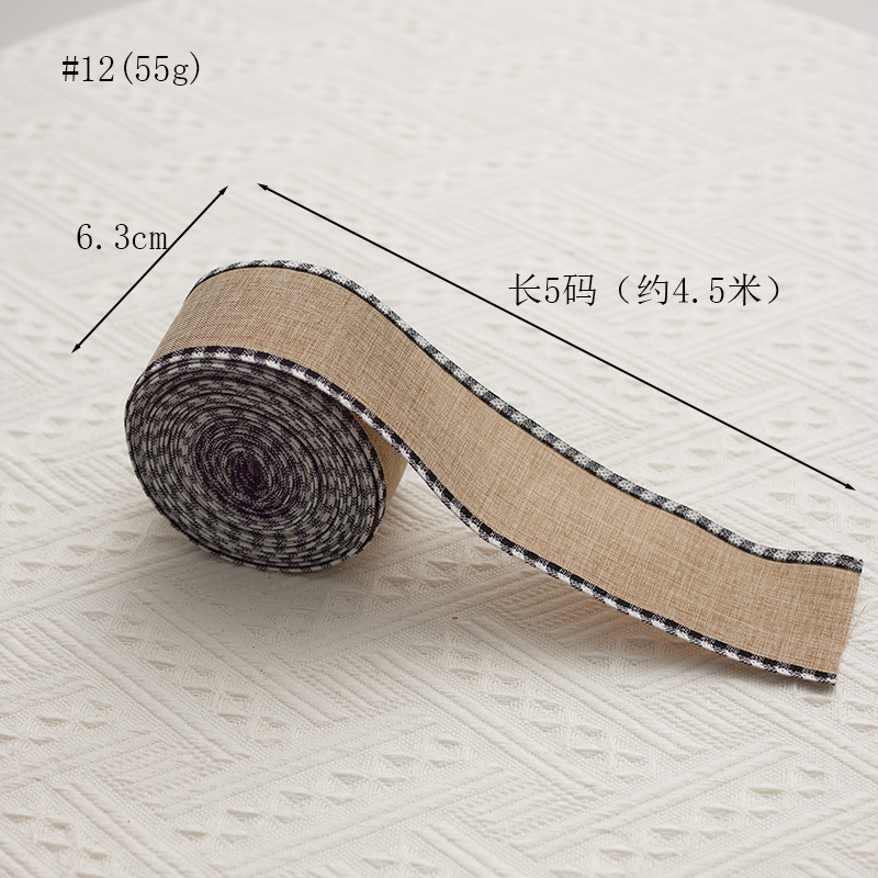 Buscando madera colgante de árbol de Navidad cinta DIY arco material decoración 5cm cinta de Navidad impresión lino