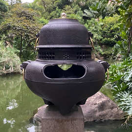 铸铁壁炉鬼面风炉大炭炉日式炉手工复古火炉釜火钵保温风炉默认项