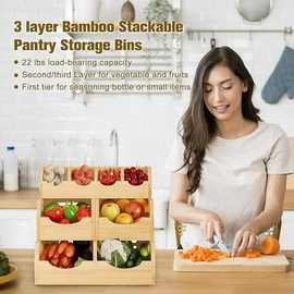 木质蔬菜水果置物筐厨房桌面多层土豆洋葱面包调味料超市展示架