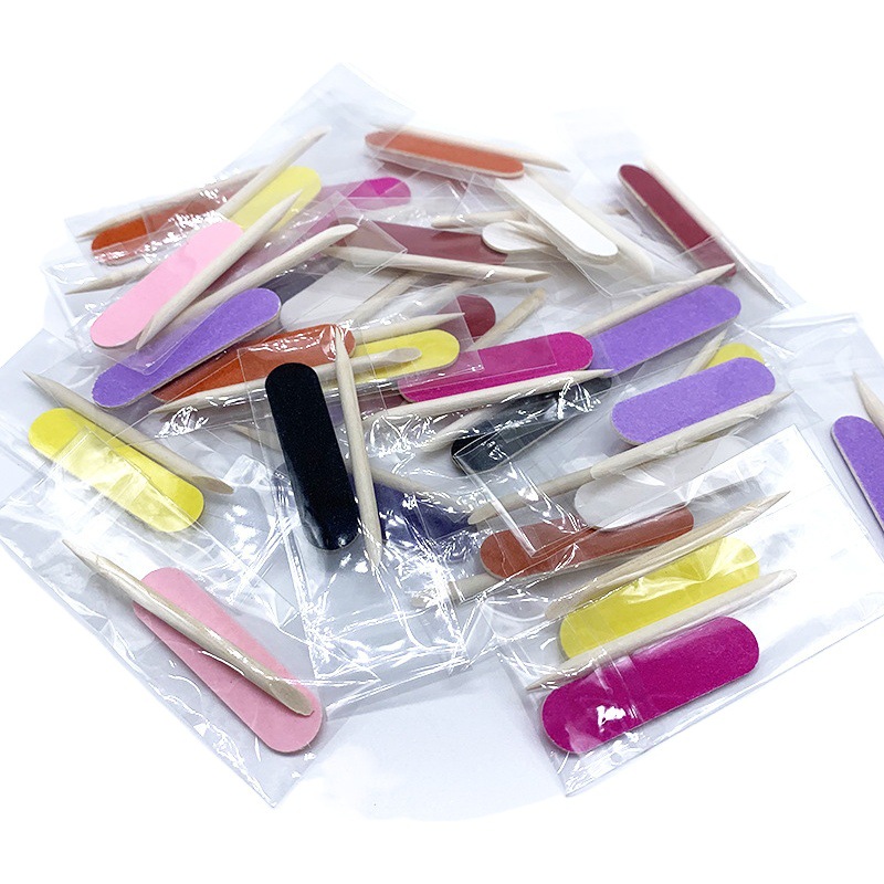 Wear nail kit convenient suit two-piece wooden stick mini file nail remover tool color wooden skin rub