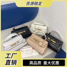 现货2024新款gs女包bag鳄鱼纹斜跨包纯色欧美风格单肩斜跨凯莉包