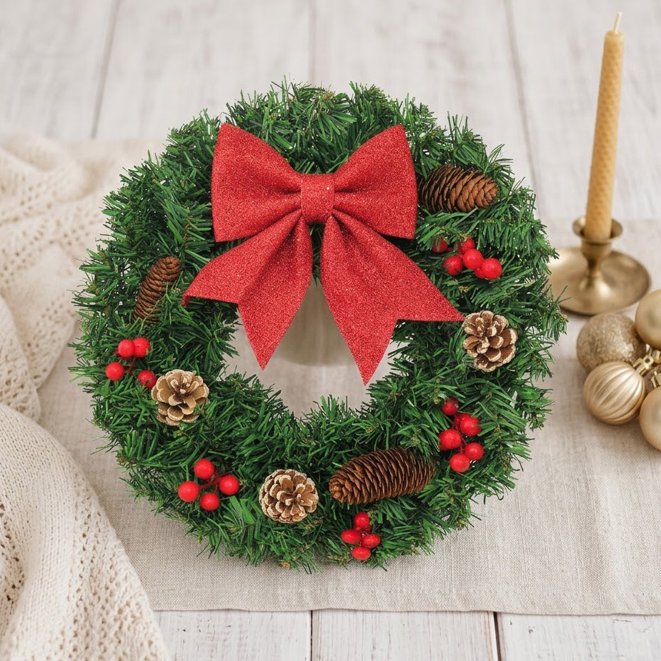 2026 nueva guirlanda de Navidad transfronteriza caliente explosión de decoración de vacaciones guirlanda de flores simulación de pino puerta colgante guirlanda de flores