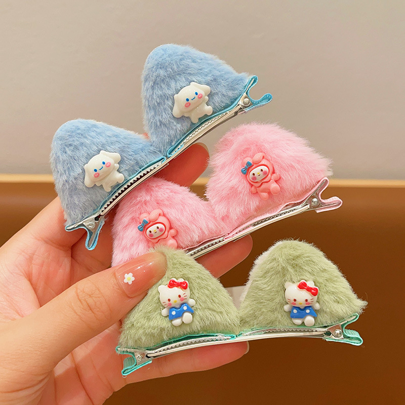 Horquilla de felpa para niños para niñas lindo clip de oreja de gato tridimensional horquilla de bebé niña flequillo lateral clip accesorios para el cabello