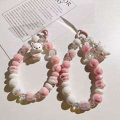 Cartoon bear beads chain mobile phone lanyard mobile phone case chain camera keychain beaded girl heart anti-fall