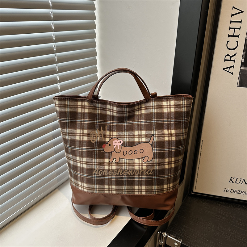 Bolsa de gran capacidad de superfuego para mujeres 2024 nuevo lindo perro salchicha bolso de hombro cuadrado otoño y invierno bolso de tote universal