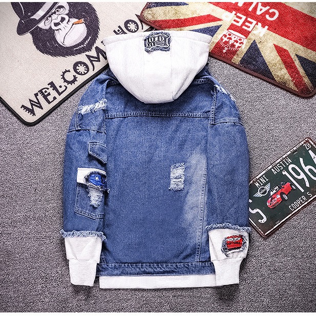 Men's Clothing denim jacket men's spring and autumn style men's versatile casual hooded denim jacket_voghion.com