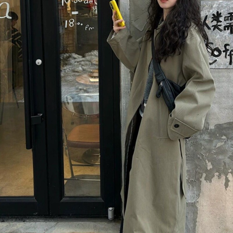 2025爆款春秋季新款宽松风衣外套女感薄款休闲气质长款高个子大衣|undefined