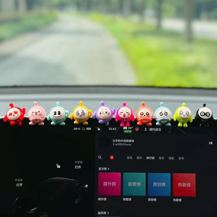 Egg Party Car Dashboard Decoration Sticker, Cartoon Internet Celebrity Stress-Relief Ornament