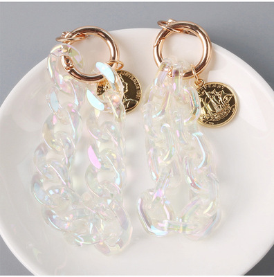 2021年新款挂牌钥匙扣七彩梦幻扣子链条亚克力钥匙挂件包包挂饰