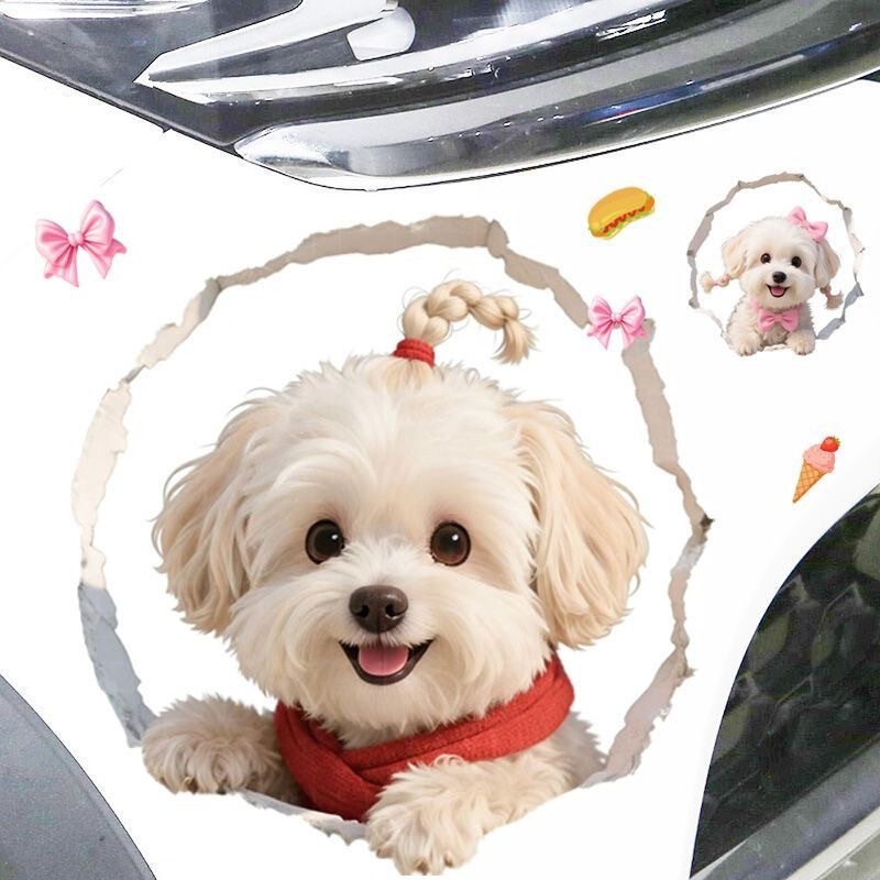 Popular Puppy Stickers, Cute Maltese Dog Decals, Car Body Stickers, Scratch Cover Stickers, Electric Vehicle Stickers