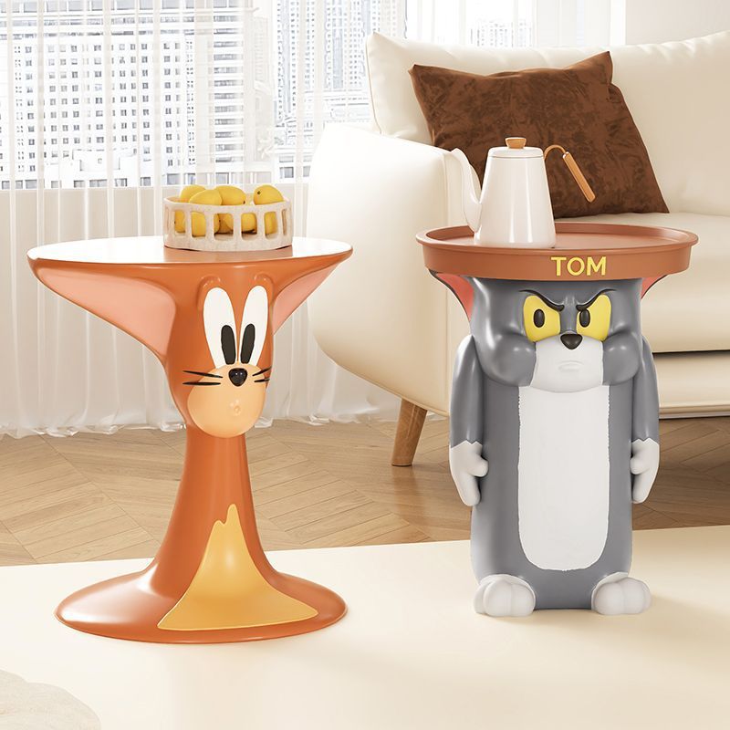 漫画トムキャットコーヒーテーブルクリエイティブリビングルーム大型装飾品フロアサイドテーブルかわいいベッドサイドテーブル家具新築祝いギフト|undefined