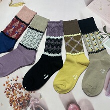 出口日本山本耀司ys泡泡设计感拼色中筒甜美森系复古女潮袜子