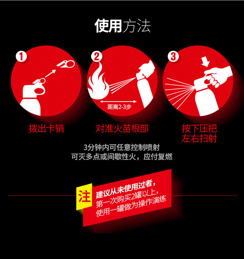Car-Mounted Fire Extinguisher 600ml Water-Based Fire-Fighting Car Supplies Safety Emergency Portable Small Car Fire Extinguisher