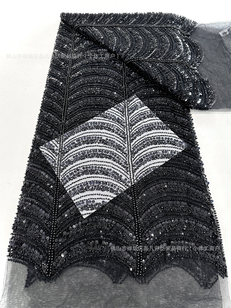 Multicolor conchas sequinilla perlas tubo bordado tela de lujo ligera de alta gama vestido de boda tela de moda tela de bordado de malla