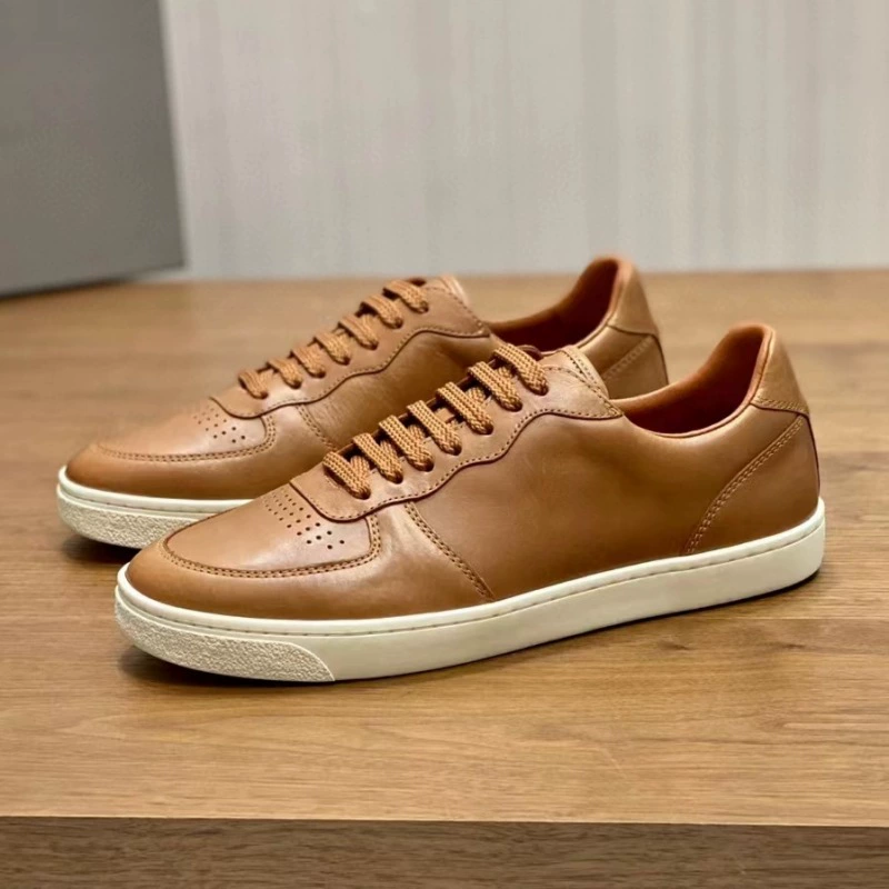 Мужская обувь European Station 2024, Весенняя новая потертая обувь в стиле ретро, Мужская модная брендовая натуральная кожа, повседневная мужская обувь на плоской подошве