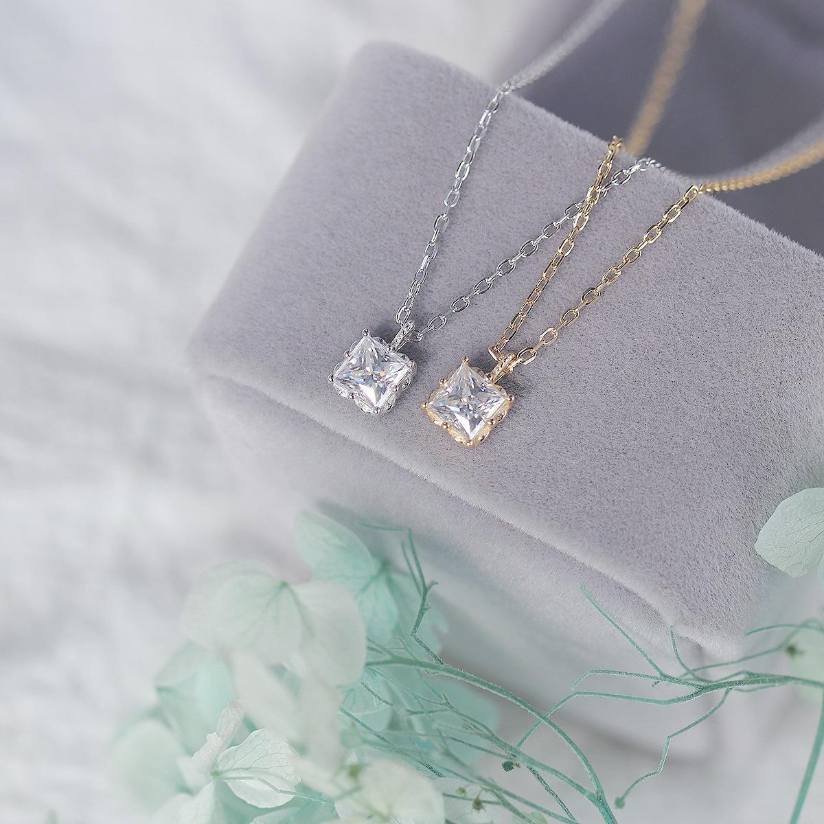 925 sterling silver Chain Material 1 Piece 925 Sterling Silver Geometric Moissanite 925 Sterling Silver Cable Chain Pendant Necklace