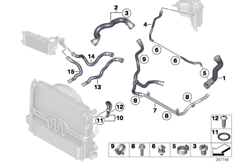 Applicable BMW X1 coolant hose E84 water supply pipe 17127612444