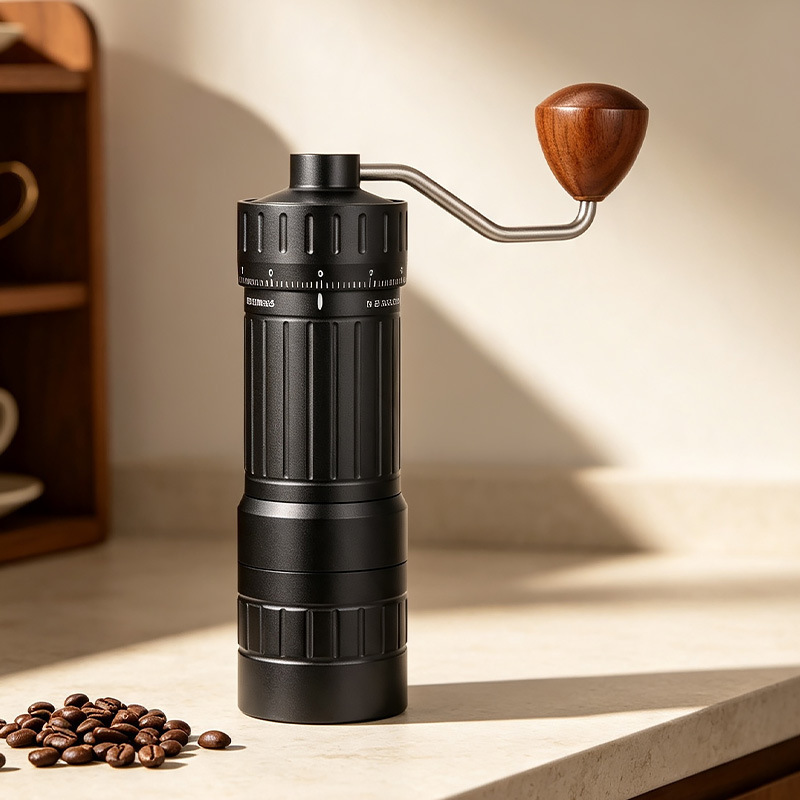 Hand-cranked coffee grinder, portable manual coffee grinder, CNC steel core, for outdoor and home use, 7-tooth burr grinder Hand-cranked coffee grinder, portable manual coffee grinder, CNC steel core, for outdoor and home use, 7-tooth burr grinder