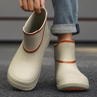 2024 New Chef Shoes Water Shoes Japanese Women's Rain Boots Short Tube Fashionable Outer Wear Rain Shoes Women's Waterproof Non-slip