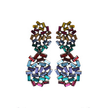 亚马逊复古夸张彩色宝石耳环女超闪时尚宫廷风宴会耳饰earrings