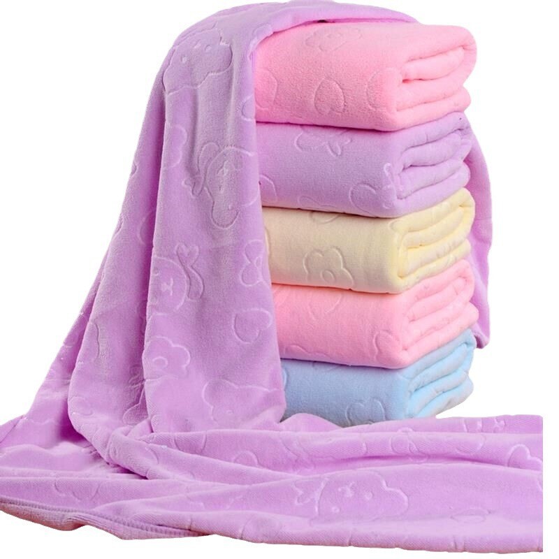 Microfiber Bath Towel Embossed Bear Manufacturer Wholesale Gift Children's Strong Water Absorption Soft Thickened Beach Towel