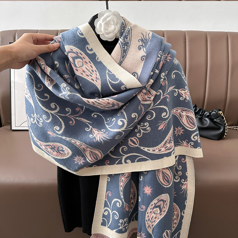Bufandas coreanas de cachemira de dama 2025 pájaros con un bufón de aire acondicionado que se vuelve más grueso y cálido