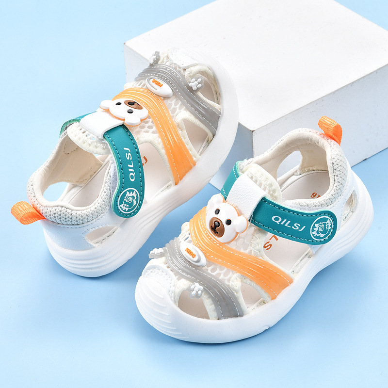 Verano nuevo estilo de dibujos animados para niños, sandalias para niños pequeños, zapatos funcionales de suela suave, zapatos fríos para bebés femeninos anti-patadas, cabello
