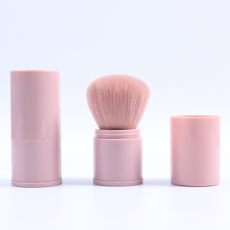 Cepillo de maquillaje retráctil único, polvo de maquillaje fijo esponjoso, pincel de blush, cepillo de maquillaje portátil con cubierta, herramienta de maquillaje