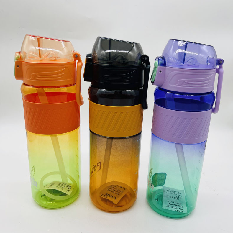 Weilong 9039 nuevo gradiente de color paja taza de agua brillante color fresco hermoso plástico taza Estudiante Adulto taza de agua