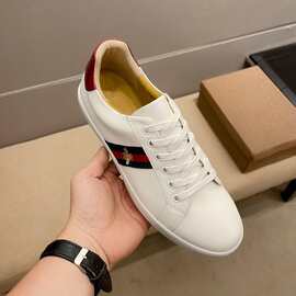 欧美新款男士系带潮鞋跨境休闲运动鞋个性真皮低帮时尚板鞋潮男鞋