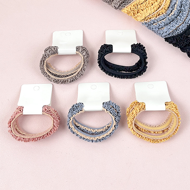 Cuerda de pelo japonesa y coreana cuerda de goma de encaje cuerda de pelo de alta elasticidad duradera gruesa chica lazo de pelo personalidad color banda de pelo