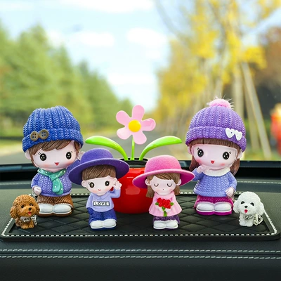Male and Female Car Supplies | Car ornaments - mom-and-dad-huahua-lele-sunflower-big-diamond-cushion-six-piece-set