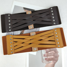 跨境供应时尚复古镂空柳丁超宽腰封欧美女士裙子羽绒服装饰腰带女