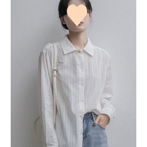 2025 Spring Autumn French Retro White Women's Long Sleeve Design Focused Uniquely Versatile Base Top