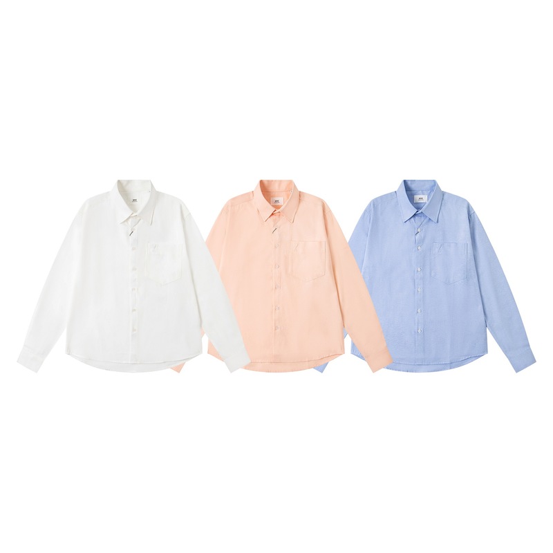 26Ss Cross-Border Ami Embossed 3D Heart Embroidery Long-Sleeve Shirt New Loose Couple Shirt Cardigan Top 26Ss Cross-Border Ami Embossed 3D Heart Embroidery Long-Sleeve Shirt New Loose Couple Shirt Cardigan Top