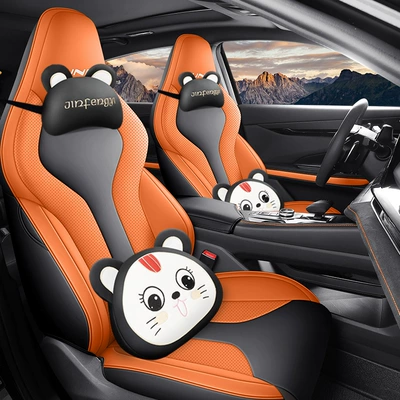 Seat Cushion Covers, Modelə uyğun (Original) oturacaq örtükləri - black-orange-cartoon-version-note-model-year-rear-all-inclusive