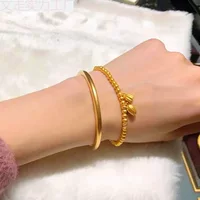 Женский золотой браслет Source 24K, наследованный древним методом, два поколения стручков лотоса, золотой браслет 999 пробы, браслет для пары, популярный подарок