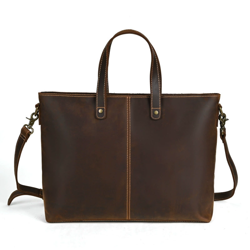 Retro handheld capacious universal one-shoulder bag, shoulder bag, European style, genuine leather