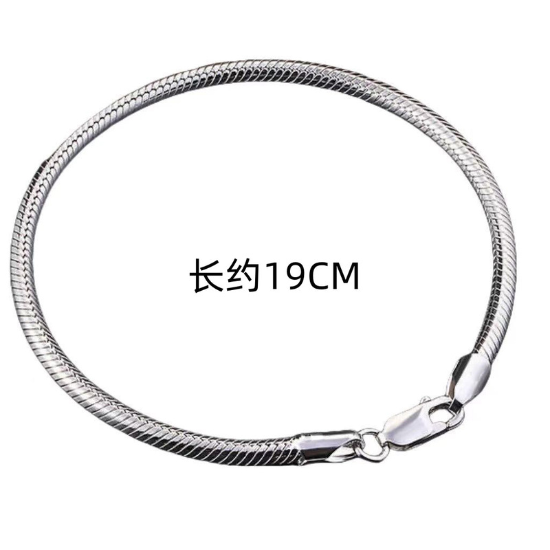 TEMU メッキ S925 シルバー越境電子商取引人気のパーソナライズされたライト高級スネークボーンブレスレット絶妙で多用途のカップルブレスレット男性と女性用|undefined