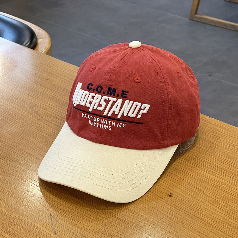 Sombrero de alta calidad mujer pareja contraste color medio suave superior gorra de béisbol primavera y verano estilo coreano carta bordado color a juego gorra de pico Masculino