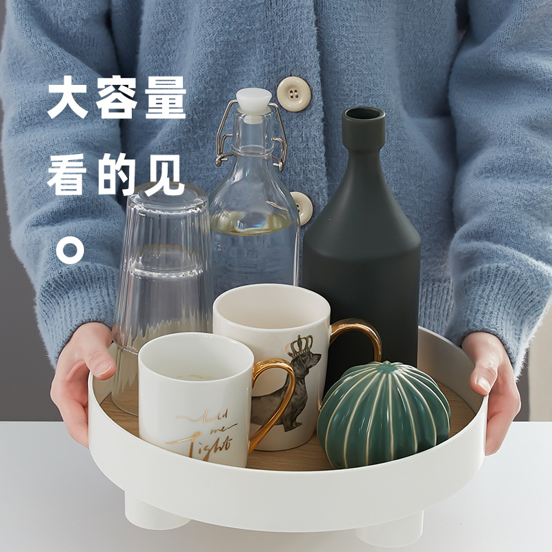 Nordic pallet living room snack aromatherapy cosmetics storage disk…