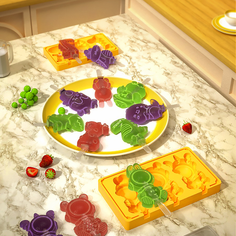 Molde de helado en stock gran ranura de grado alimenticio paleta de paleta molde de cubo de hielo helado molde de silicona