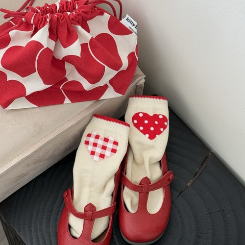 Grid polka dot heart children's socks holiday atmosphere feeling girls' pure cotton crew socks Instagram style Korean version trendy