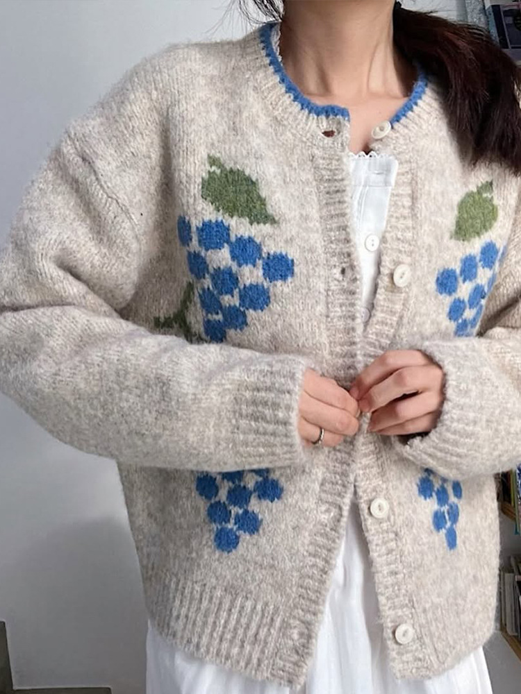 Temperamento de moda versátil estilo casual impresión corto de lana cardigan abrigo 2025 otoño nuevo estilo transfronterizo europeo y americano