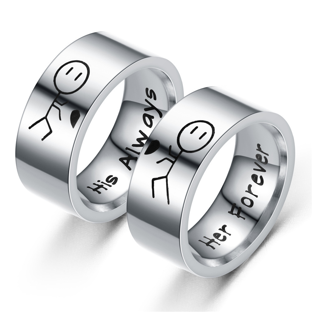 Fashion Letter Stainless Steel Couple Ring display picture 6
