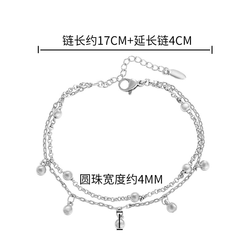 Xupar joyería europea y americana simple moda pulsera de doble capa aleación blanco redondo borla personalizada pulsera de estilo frío para las mujeres