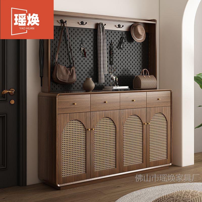 Medieval Style Shoe Cabinet American Style Home Entrance Shoe Cabinet Entrance Cabinet Living Room Storage Cabinet Small Apartment with Hole Board